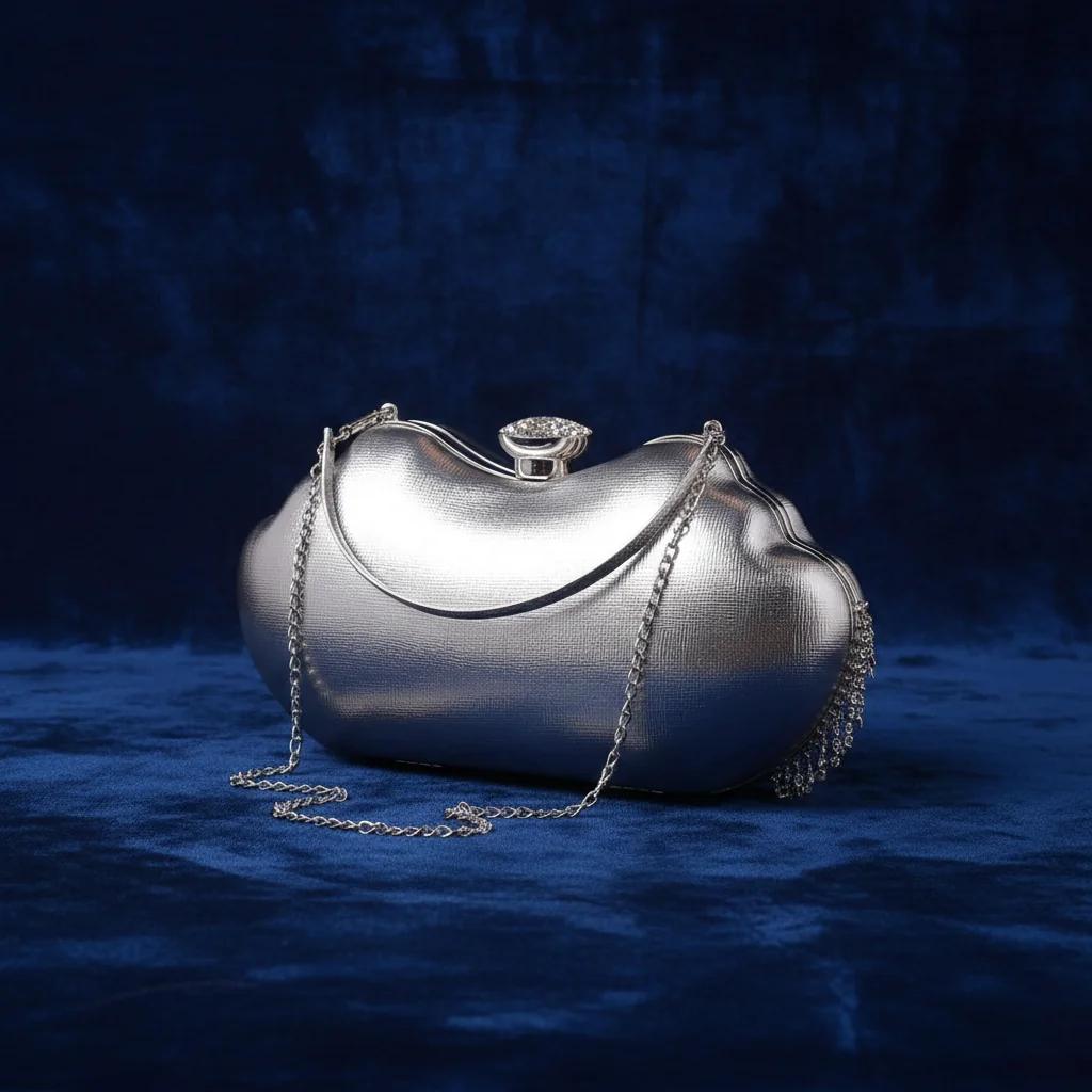 Value Gifts Women’s Grey Suit Rhinestone Silver Clutch Bag