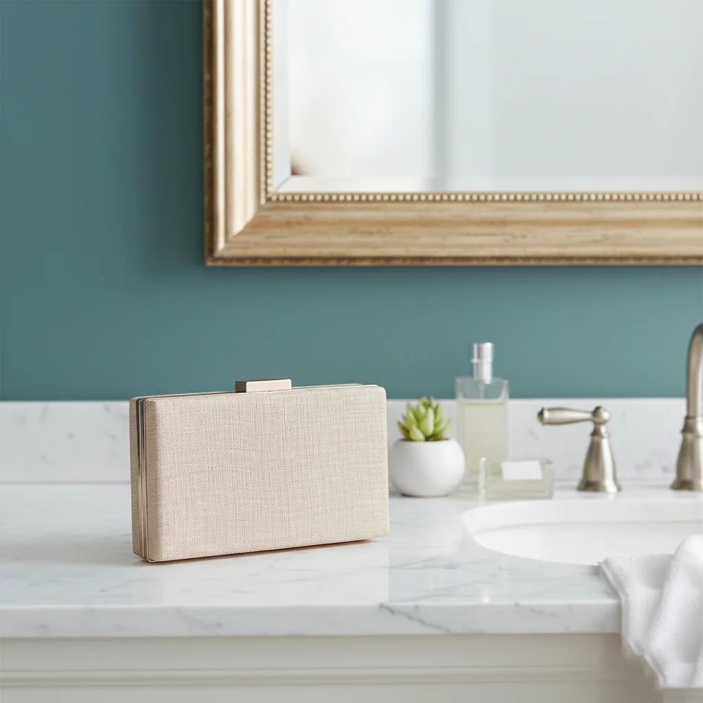 VPH Gift Store Pale Silver Gold Embellished Clutch Purse for Women