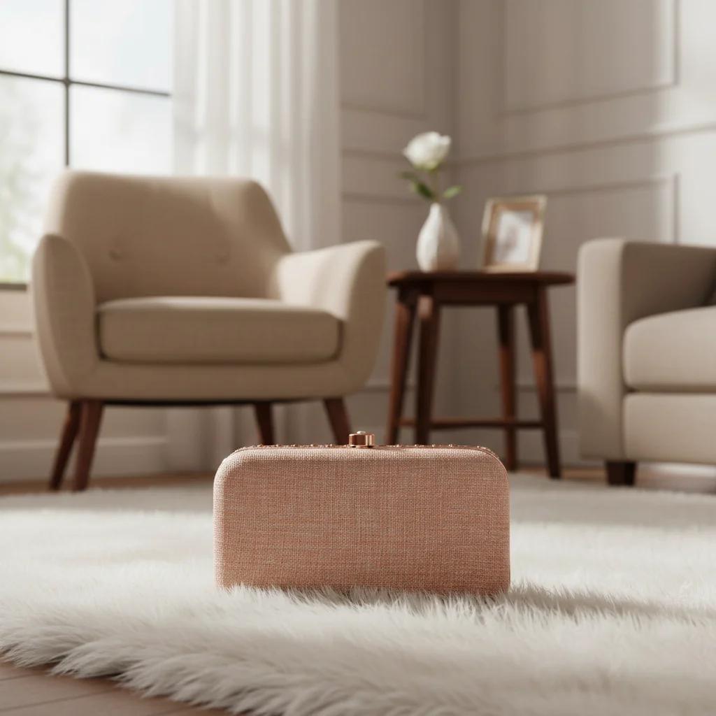 VPH Gift Store Otter Brown Gold Embellished Clutch Purse for Women