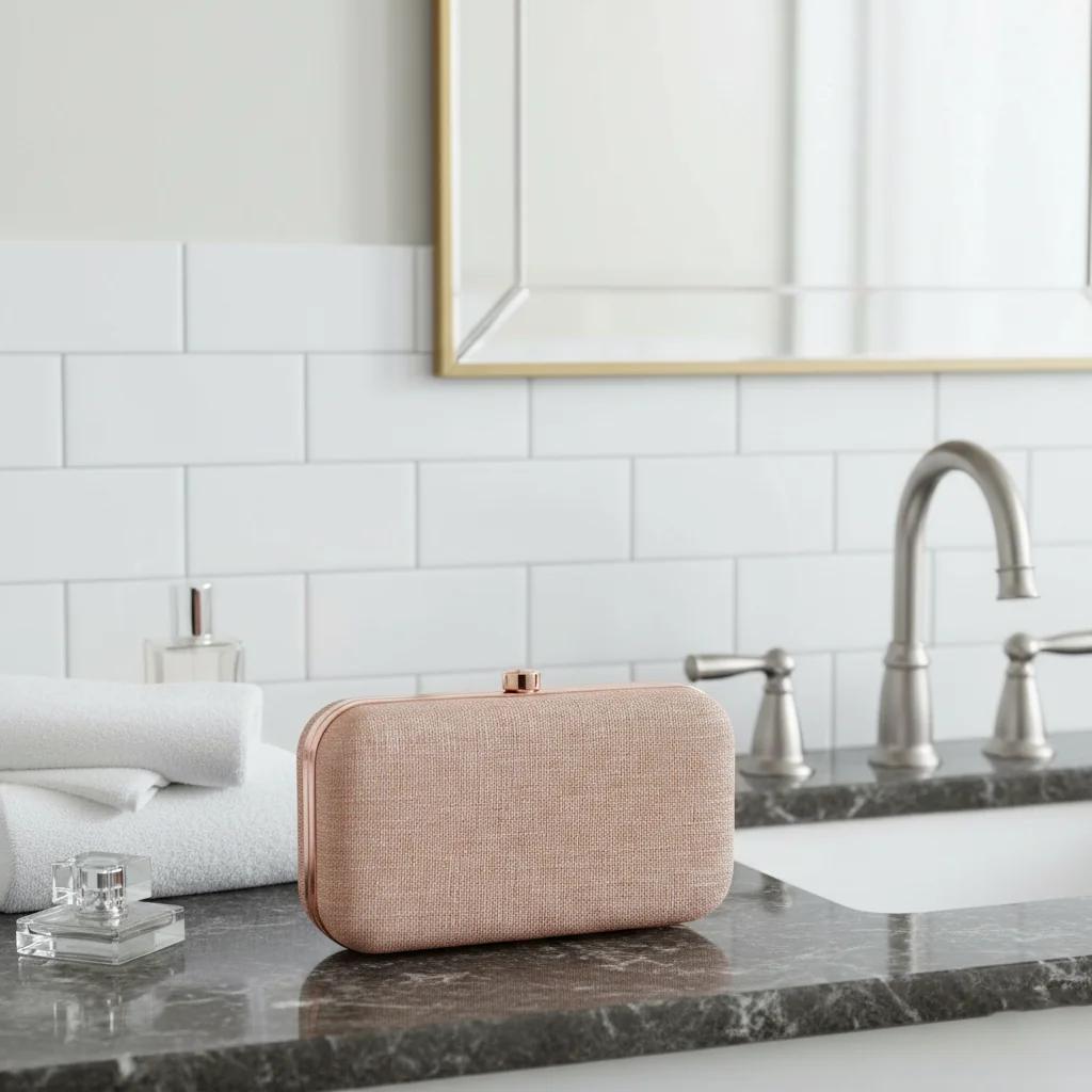 VPH Gift Store Stylish Warm Grey Gold Clutch Purse for Women