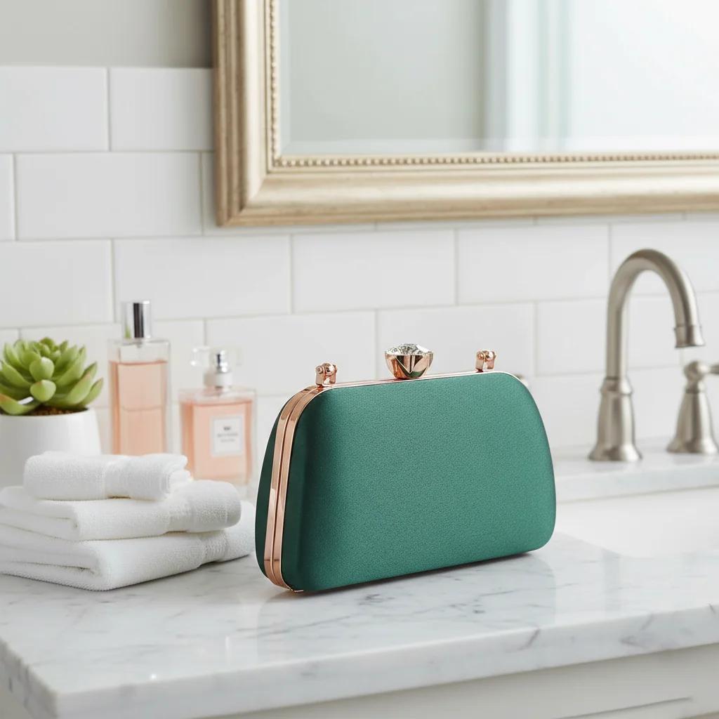 VPH Gift Store Stylish Mineral Green Bridal Clutch Bag for Women