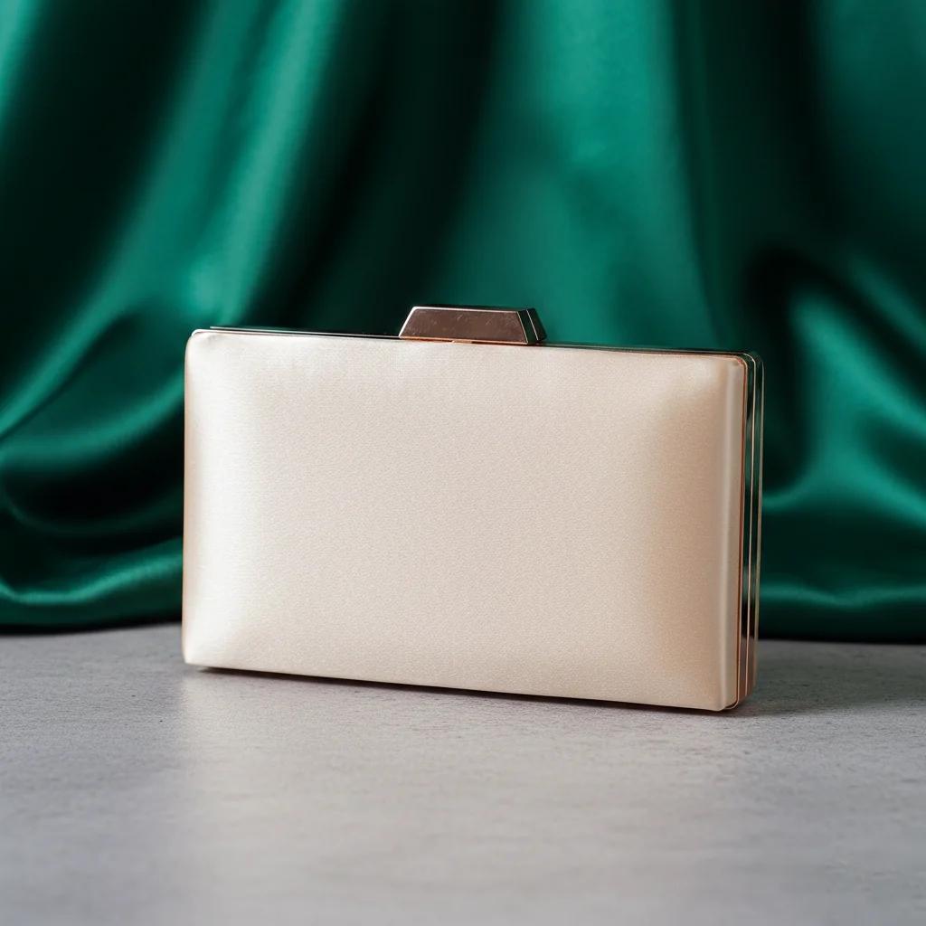 VPH Gift Store Elegant Soft Peach Bridal Purse with Gold Clutch