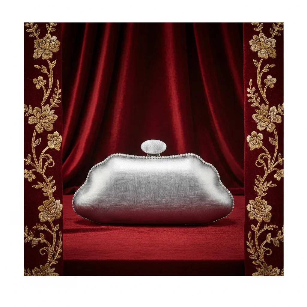 VPH Gift Store Silver Chalice Crystal Tassels Clutch Purse for Women