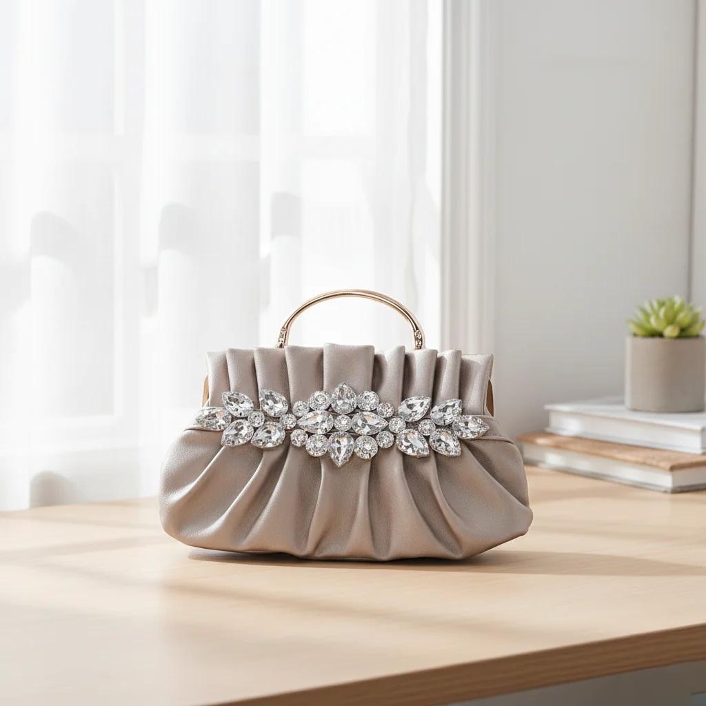 VPH Gift Store Elegant Grey Olive Lady Queen Floral Wedding Clutch