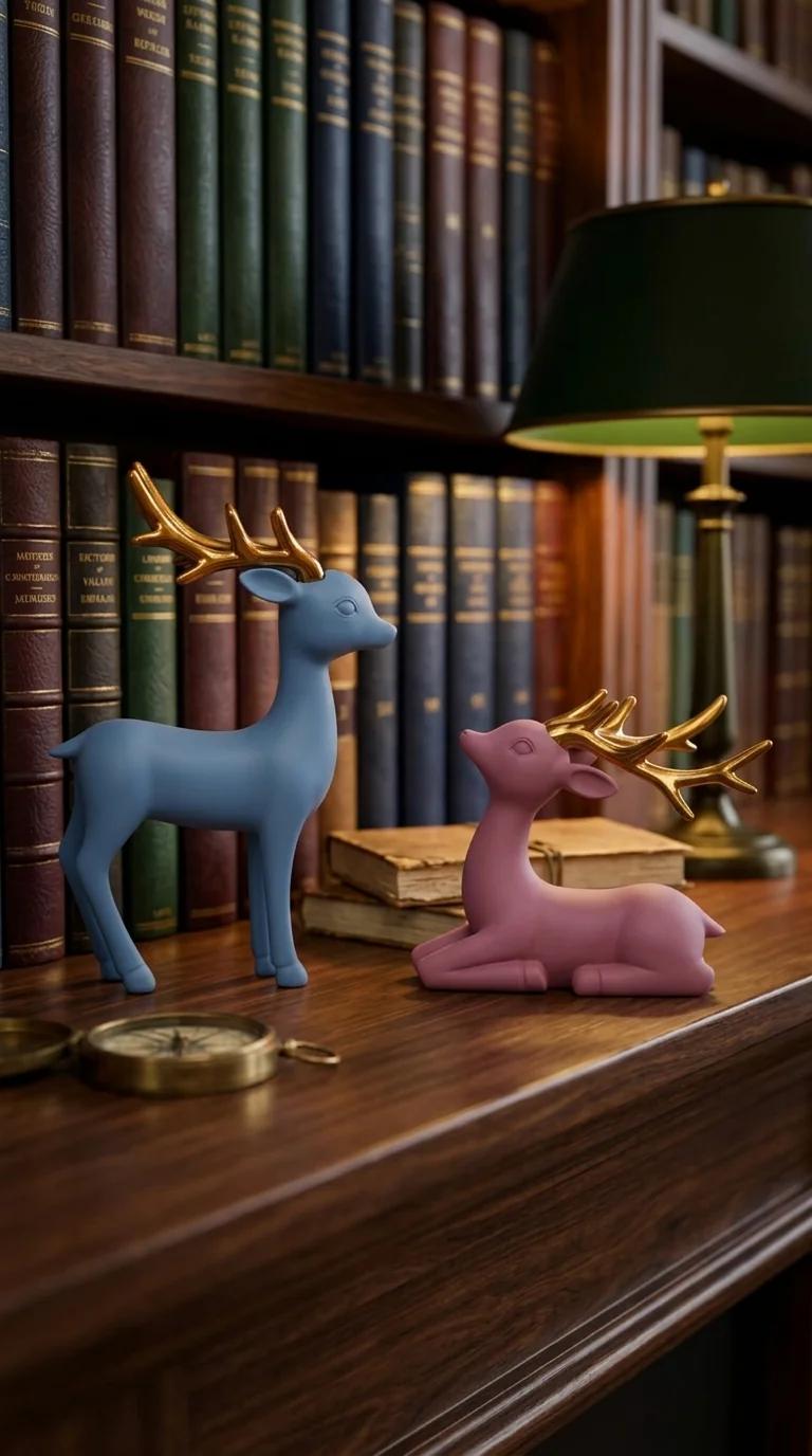 Value Gifts Elegant Resin Reindeer Couple Figurine for Home and Festive Gift
