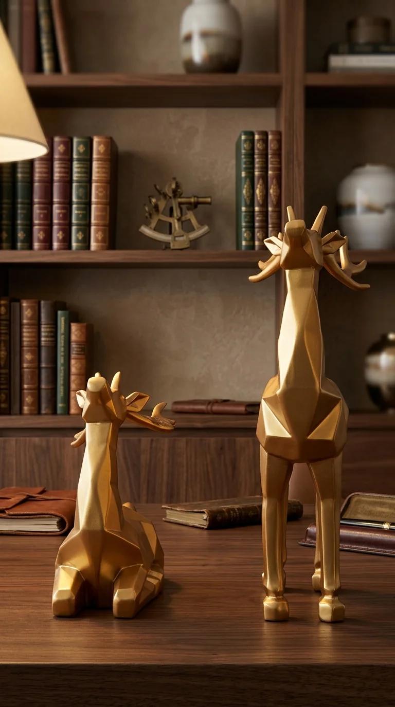 Value Gifts Elegant Resin Deer Figurine Statue for Office Desk and Living Room Decor