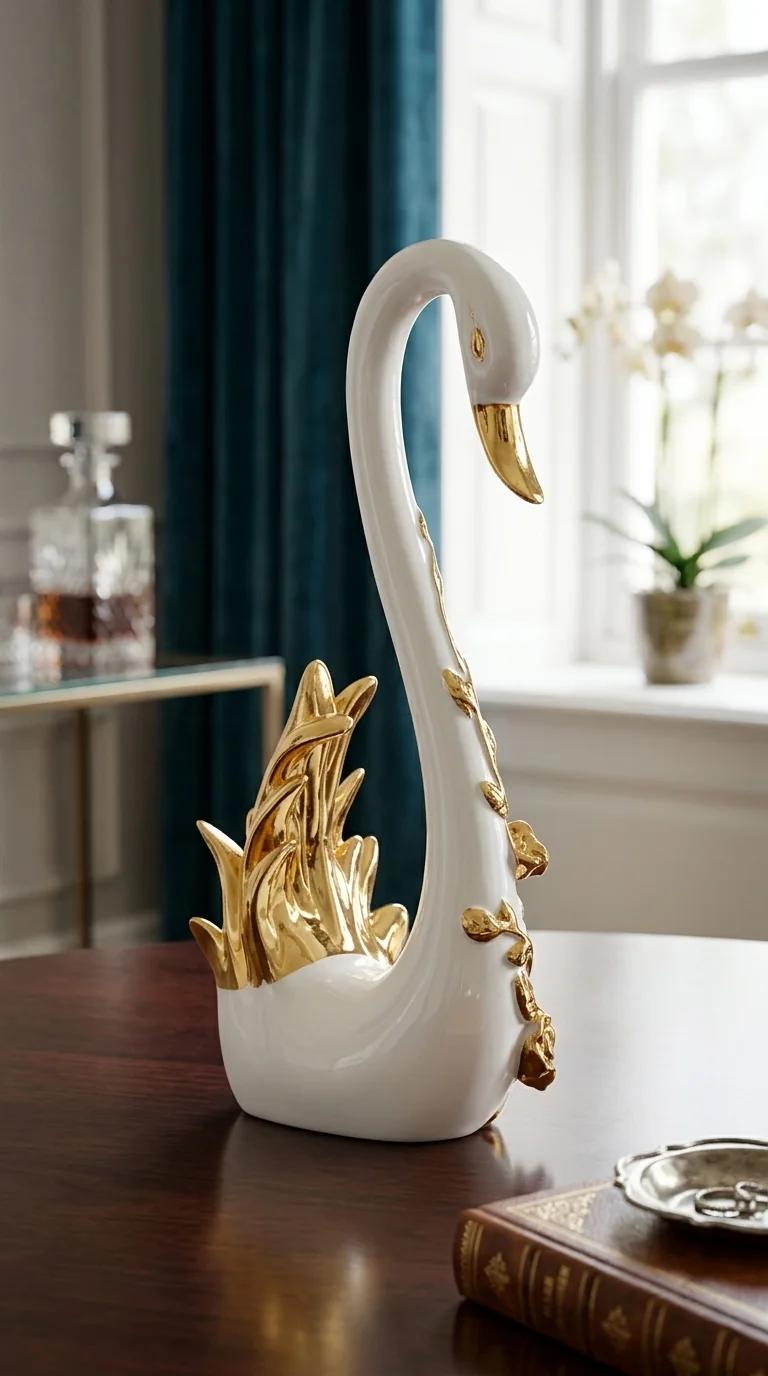 Value Gifts Elegant Swan Couple Pair Figurine Home Decoration and Gift Item