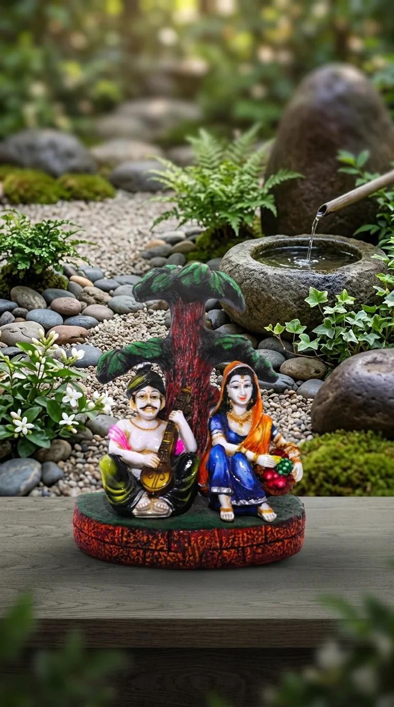 Value Gifts Ethnic Rajasthani Couple Figurine with Tree for Home Decoration