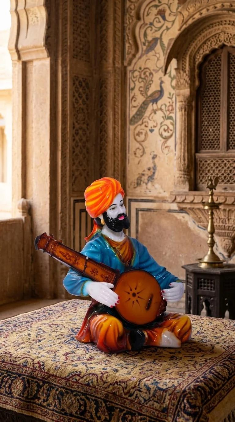 Value Gifts Musical Rajasthani Man Sitar Ornament for Living Room Decoration