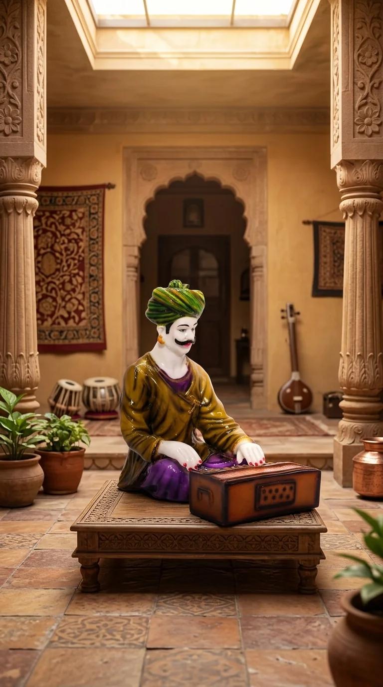 Value Gifts Ethnic Indian Villager Musical Figurine for Home Decoration