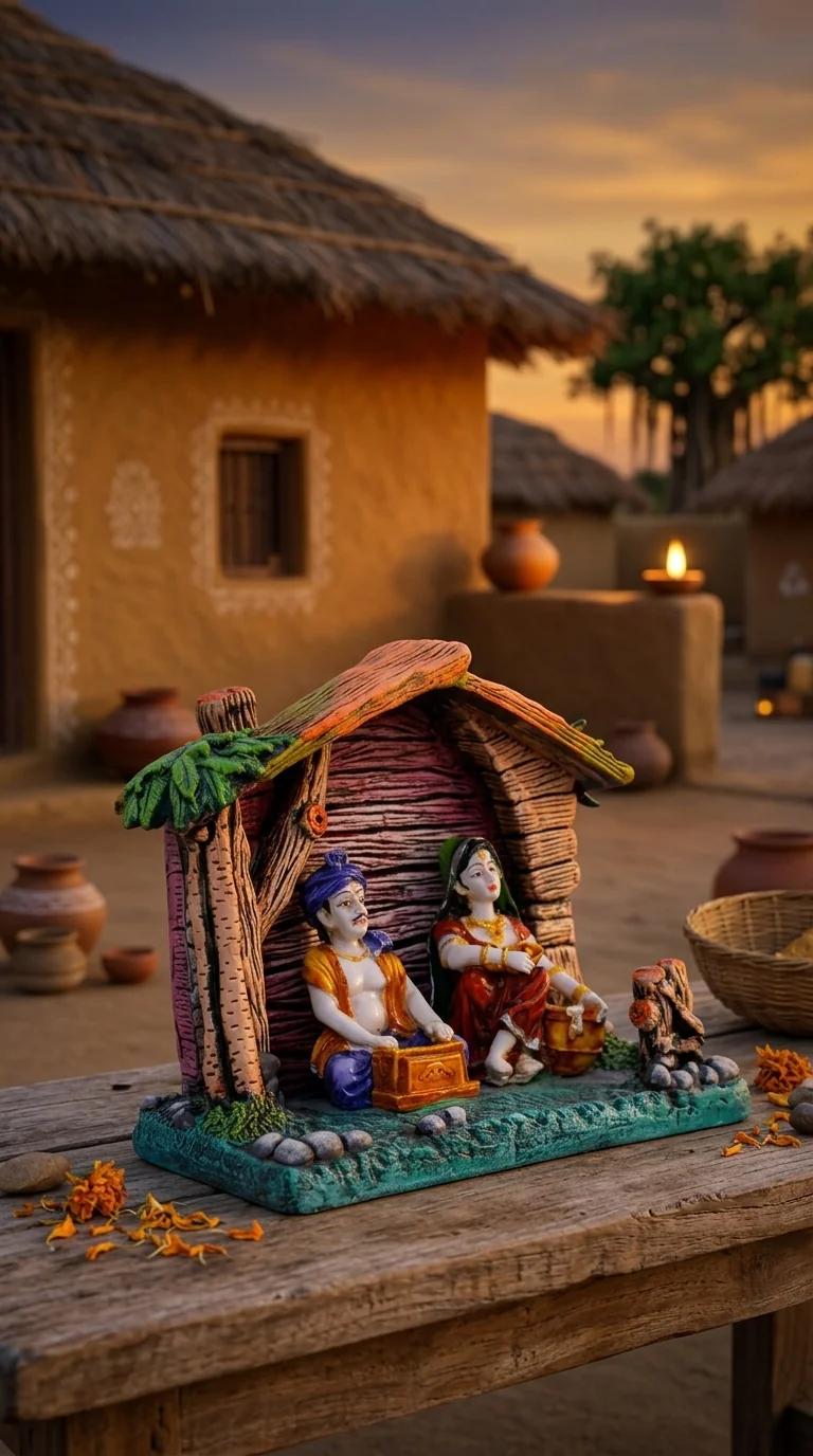 Value Gifts Ethnic Rajasthani Couple Figurine with Harmonium for Living Room Decor