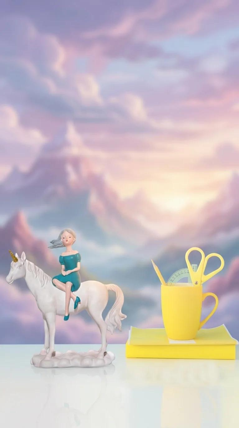 Value Gifts Unicorn Girl Riding Horse Polystone Decorative Ornament for Home