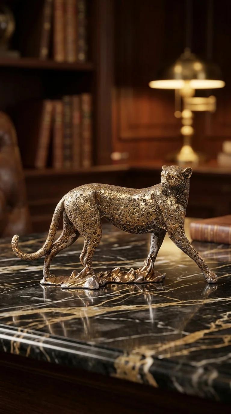 Value Gifts Elegant Retro Leopard Statue Decorative Showpiece for Desk