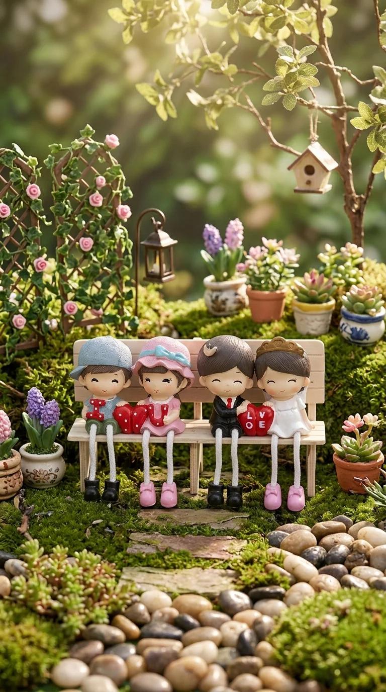 Value Gifts Romantic Valentine's Day Hanging Bench Couple Figurines for Home Decoration