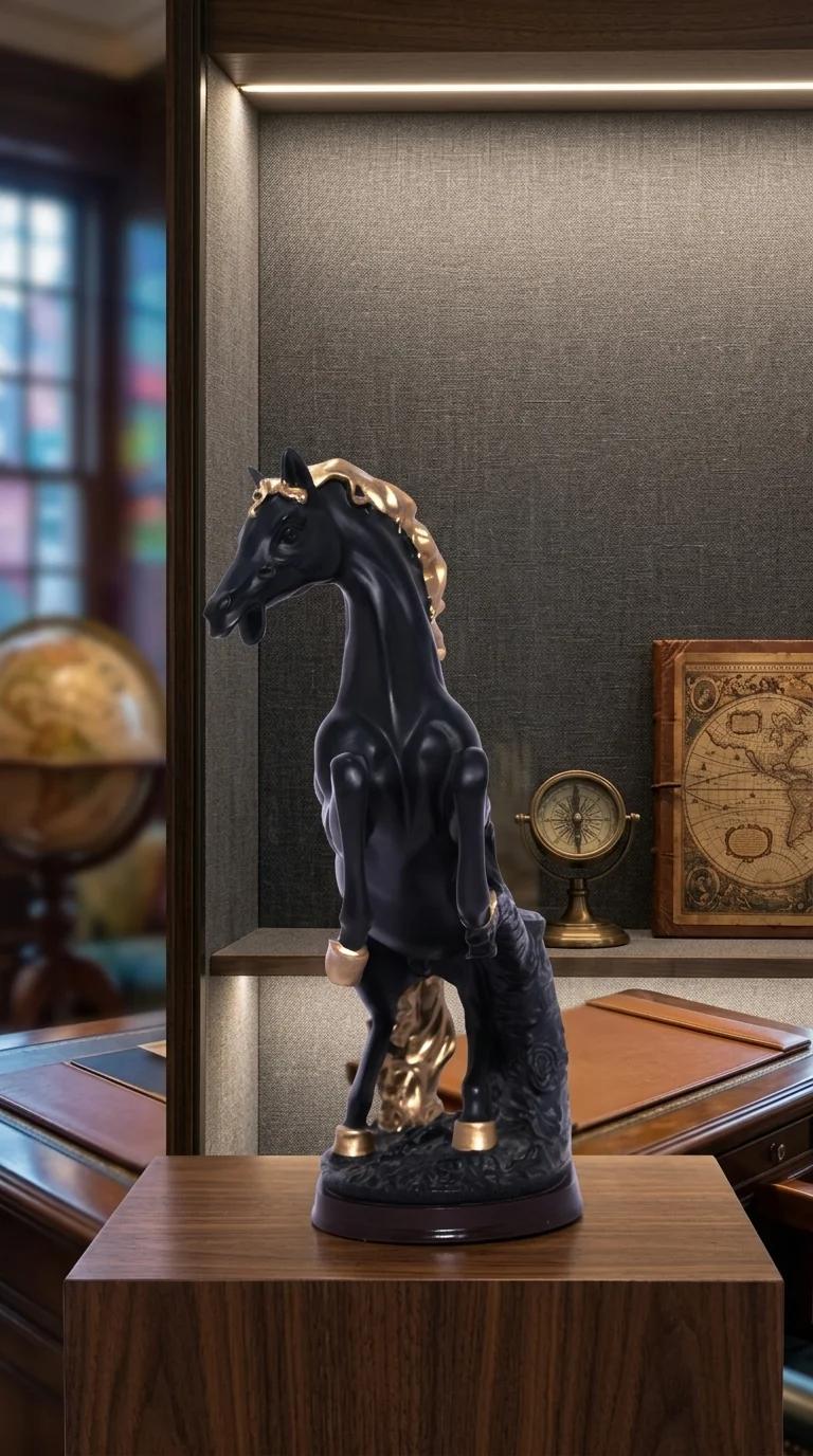 Value Gifts Elegant Rearing Stallion Horse Statue for Living Room Decor