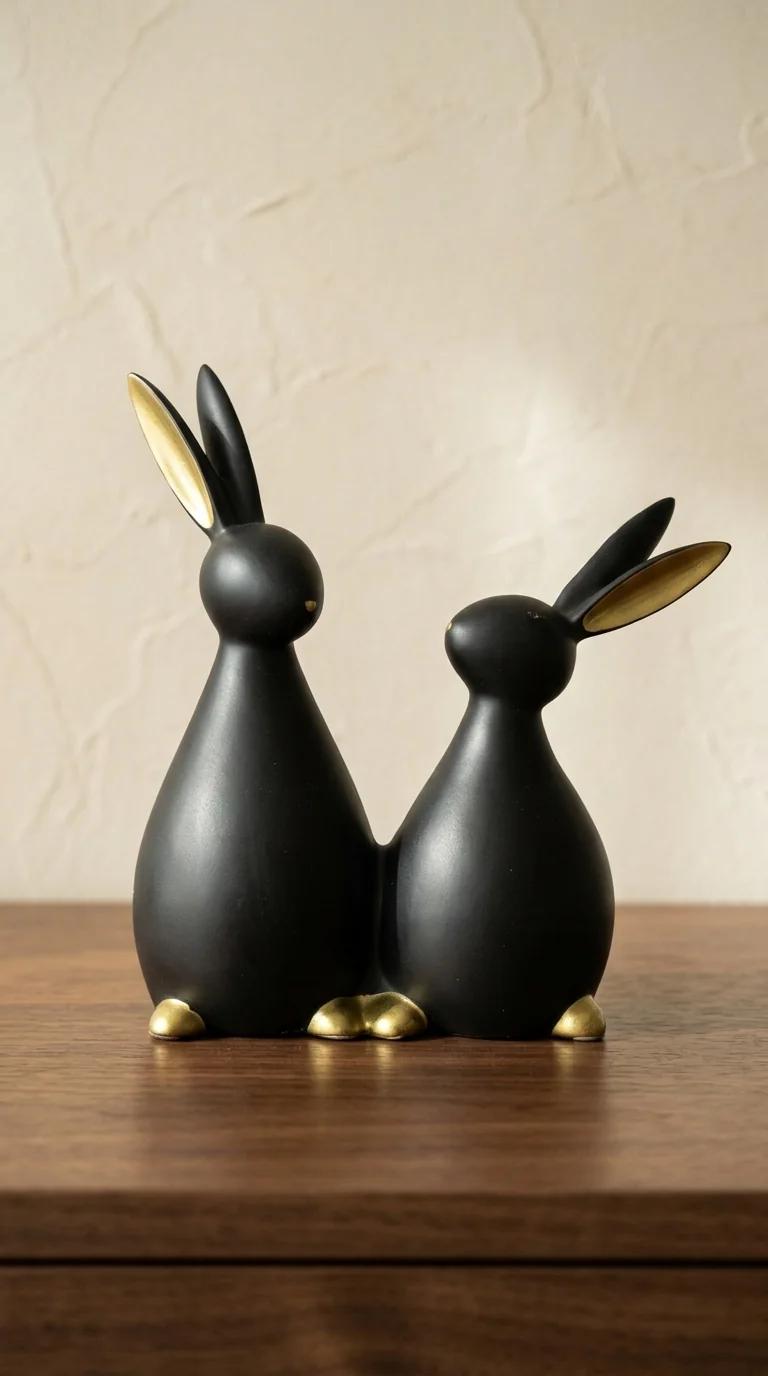 MH Decors Elegant Rabbit Pair Statue for Home and Office Tabletop Decor