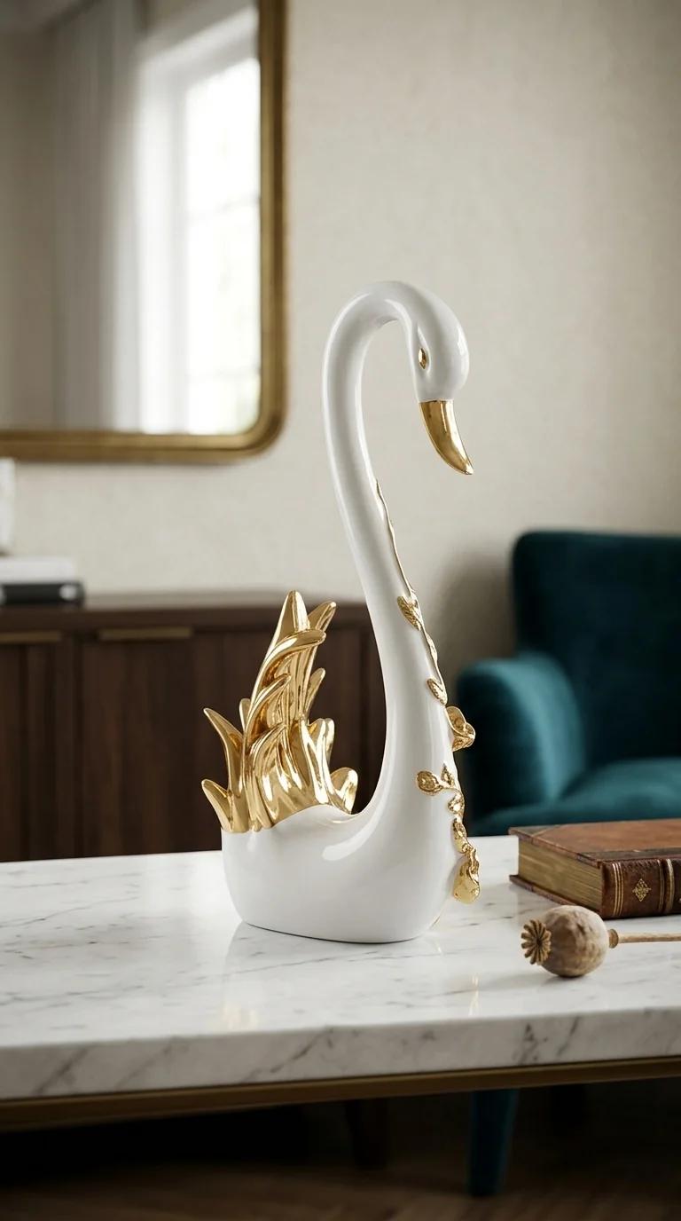 MH Decors Elegant Swan Couple Figurines for Home Decoration and Gifting