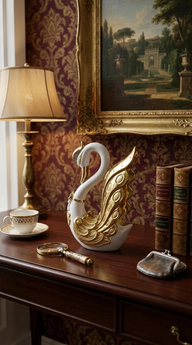 MH Decors Elegant Swan Pair Feather Figurines for Home and Tabletop Decoration