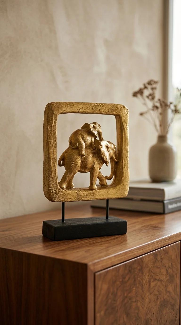 MH Decors Elegant Antique Elephant Showpiece for Home Decor and Shelf Display