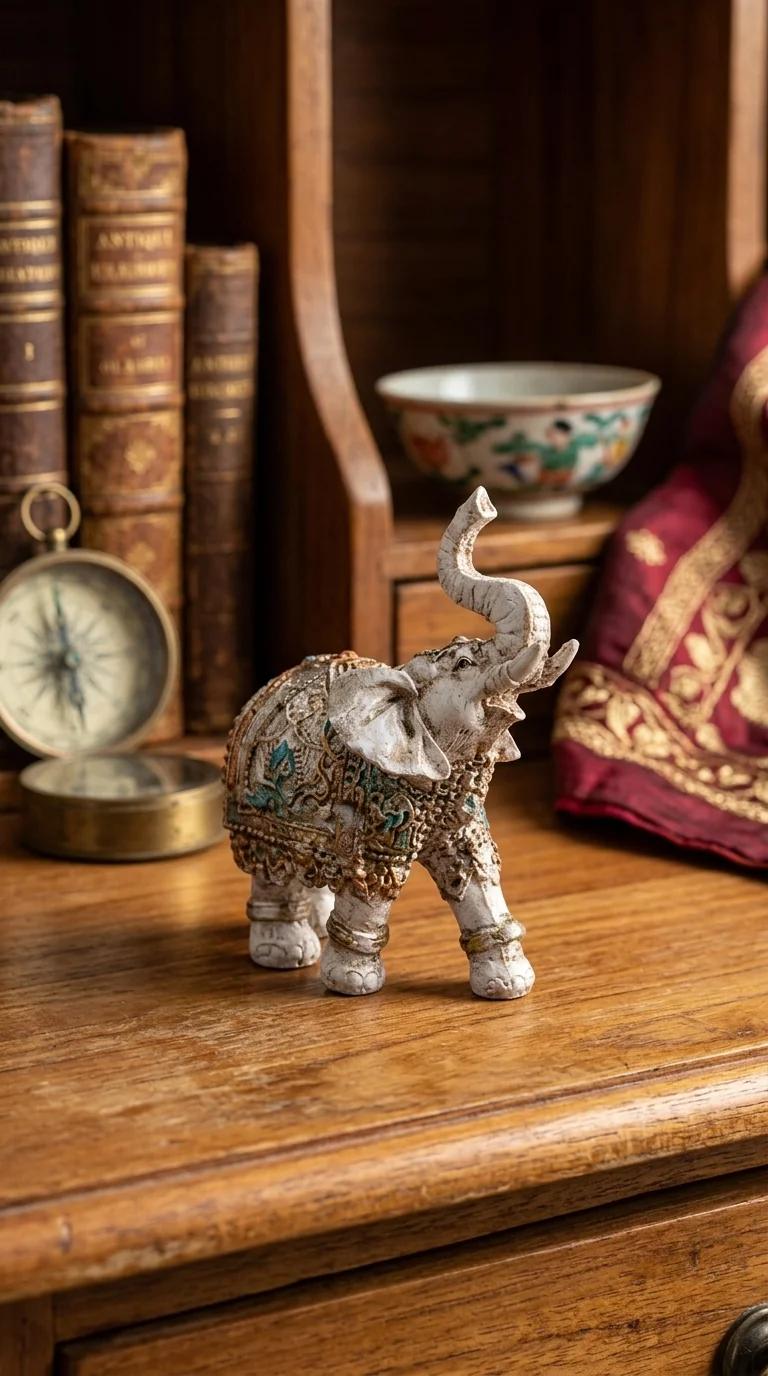 MH Decors Elegant Lucky Elephant Statue for Tabletop Home and Office Decoration