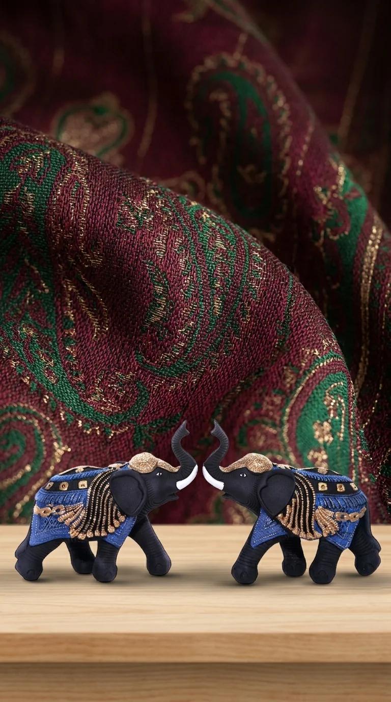 MH Decors Premium Indian Royal Elephant Pair Small Size for Tabletop and Home Decor