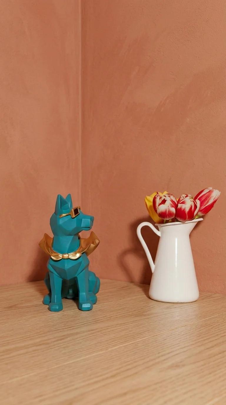 MH Decors Elegant Dog Figurine Storage Box for Living Room and Office Decoration