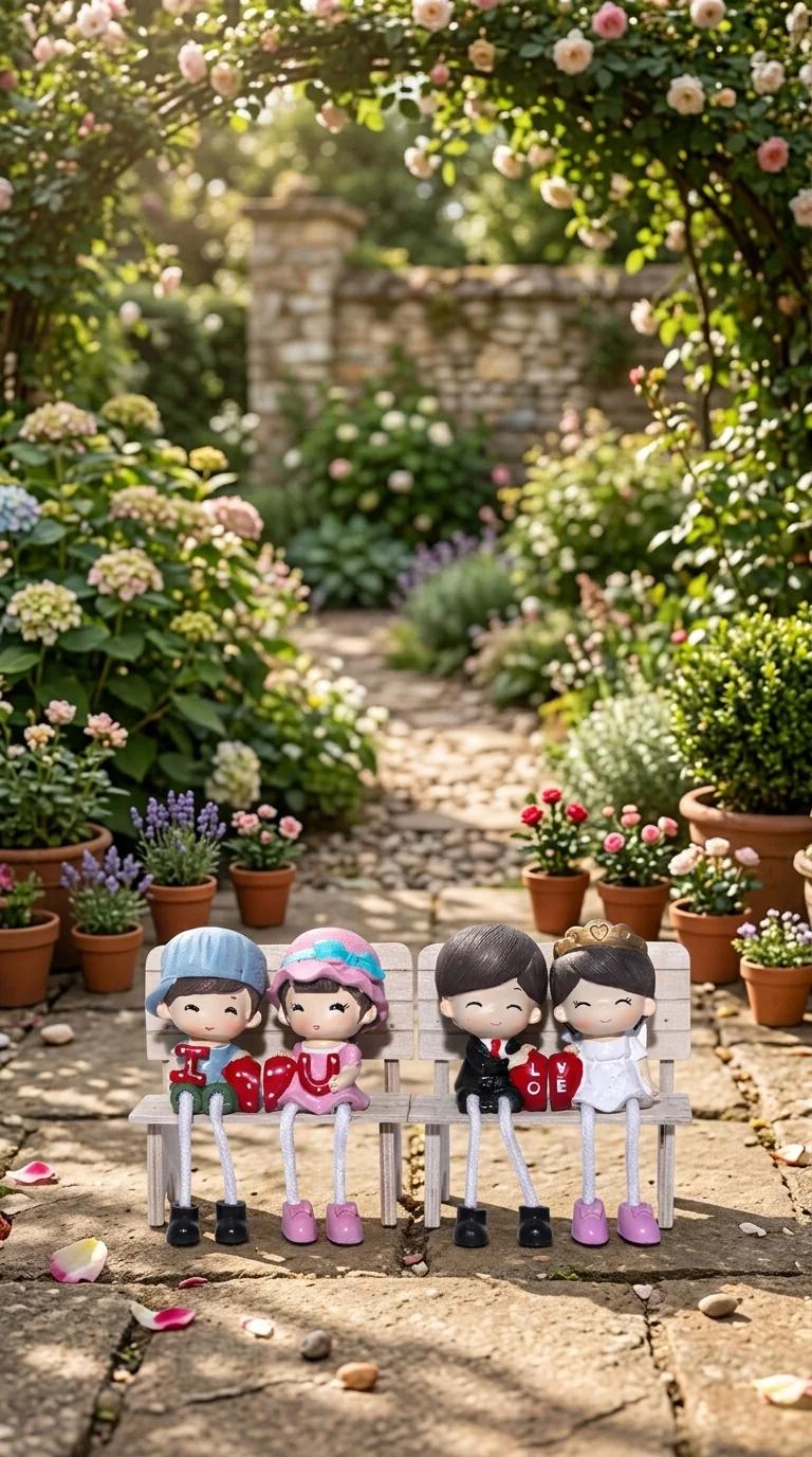 MH Decors Elegant Hanging Bench Couples Set of 4 for Tabletop and Home Decoration