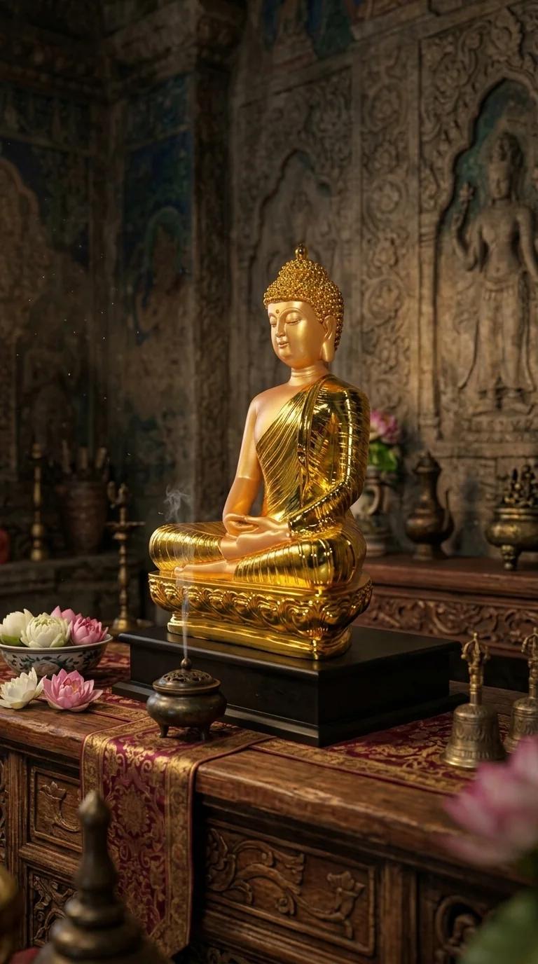 MH Decors Elegant Gold Plated Buddha Figurine for Corporate Gift and Home Decor