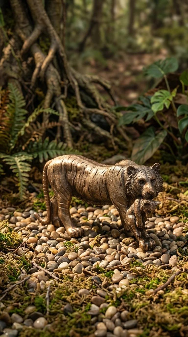 Value Gifts Polyresin Lioness and Cub Statue for Living Room Decoration