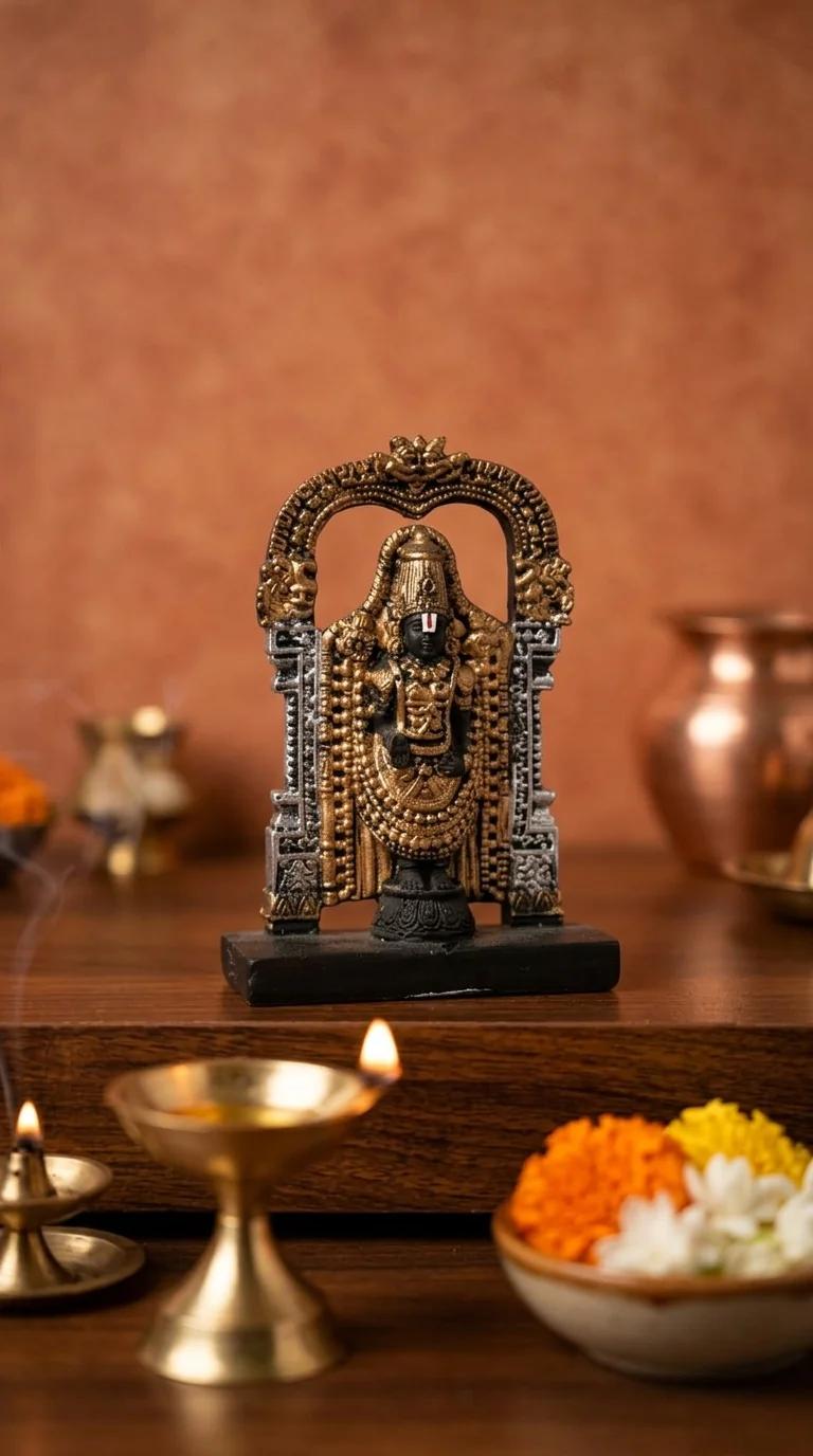 Value Gifts Lord Balaji Arch Statue for Car Dashboard and Home Ornament