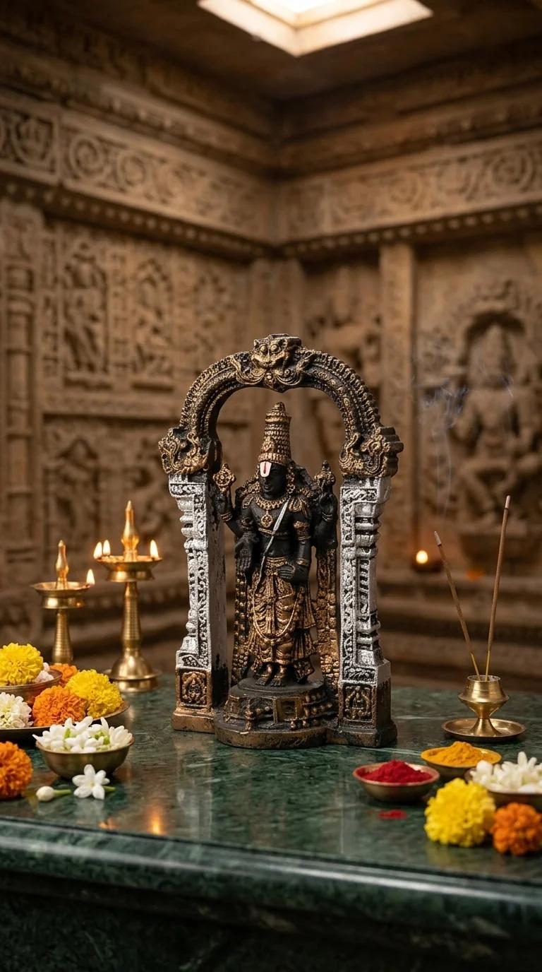 Value Gifts Lord Balaji Idol with Arch for Home Pooja Room Decor