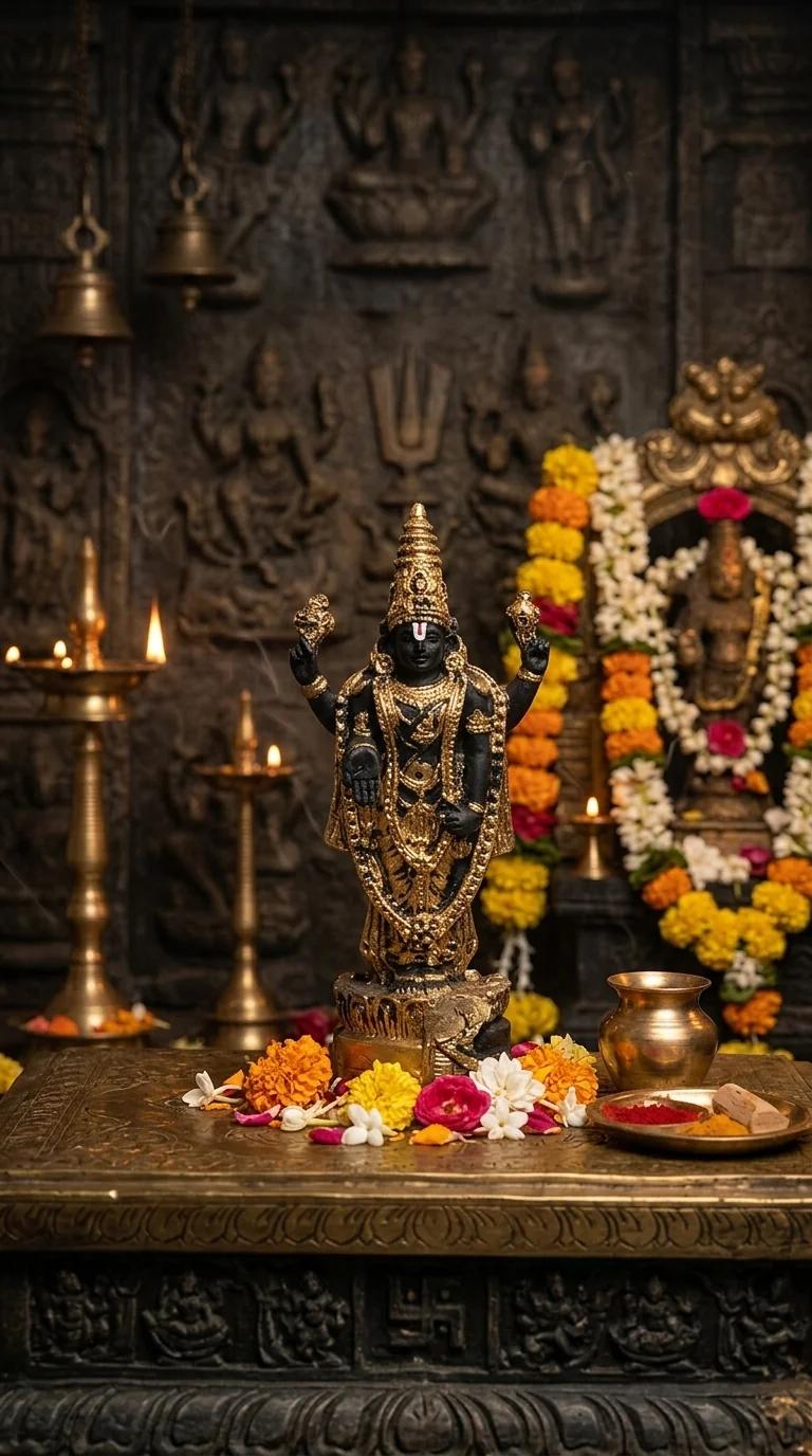 Value Gifts Elegant Gold Coated Tirupati Balaji Idol for Pooja Room Decoration