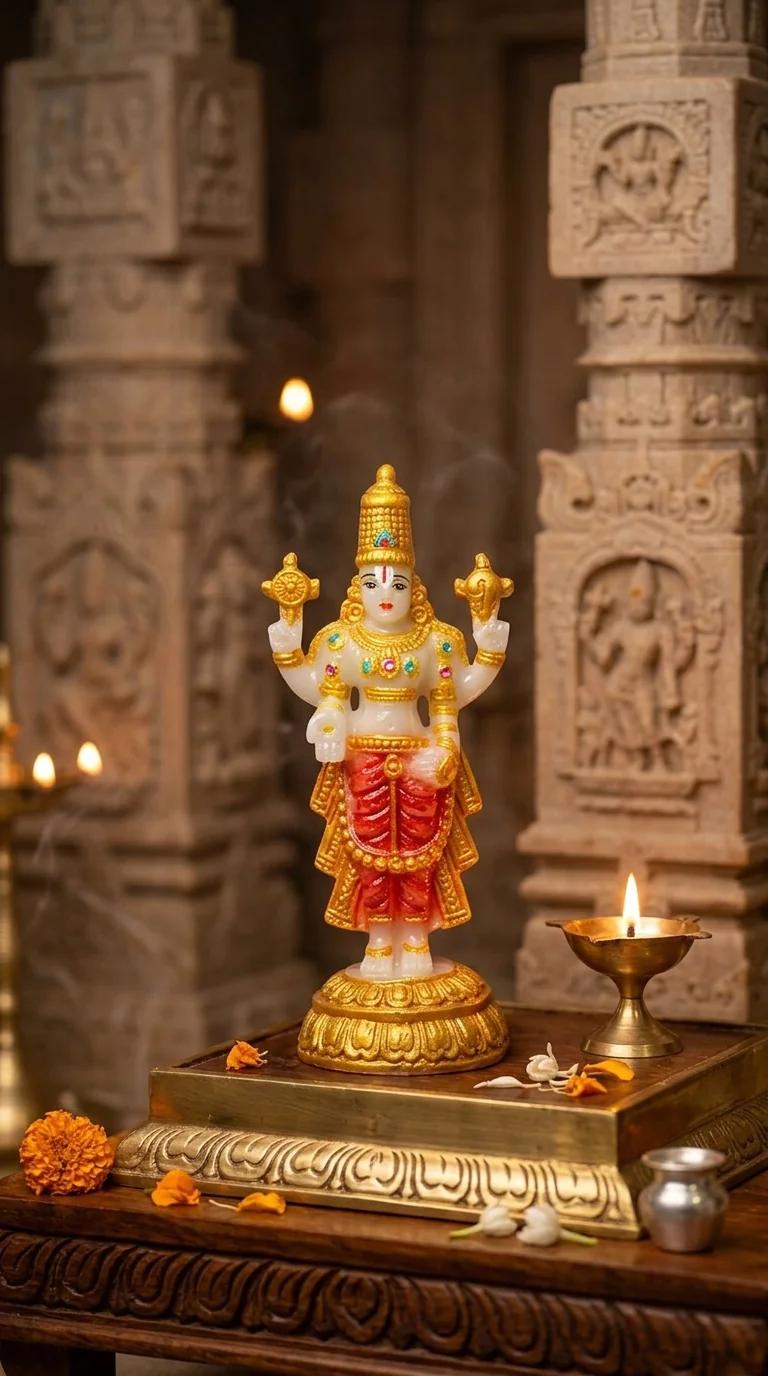 Value Gifts Elegant Rediyam Colour Lord Venkateswara Idol for Pooja Room and Car Decor