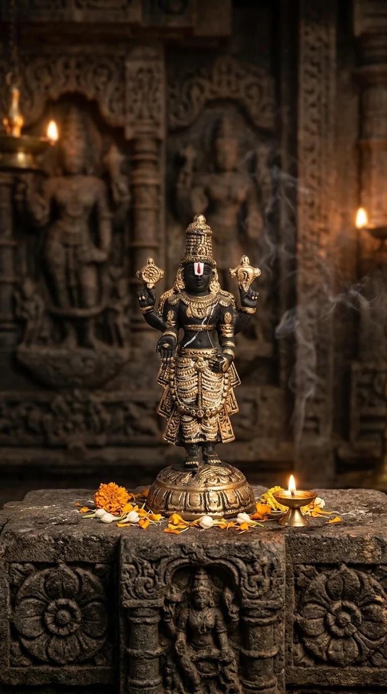 Value Gifts Elegant Gold Finish Lord Venkateswara Idol for Home Pooja Room and Car Decor