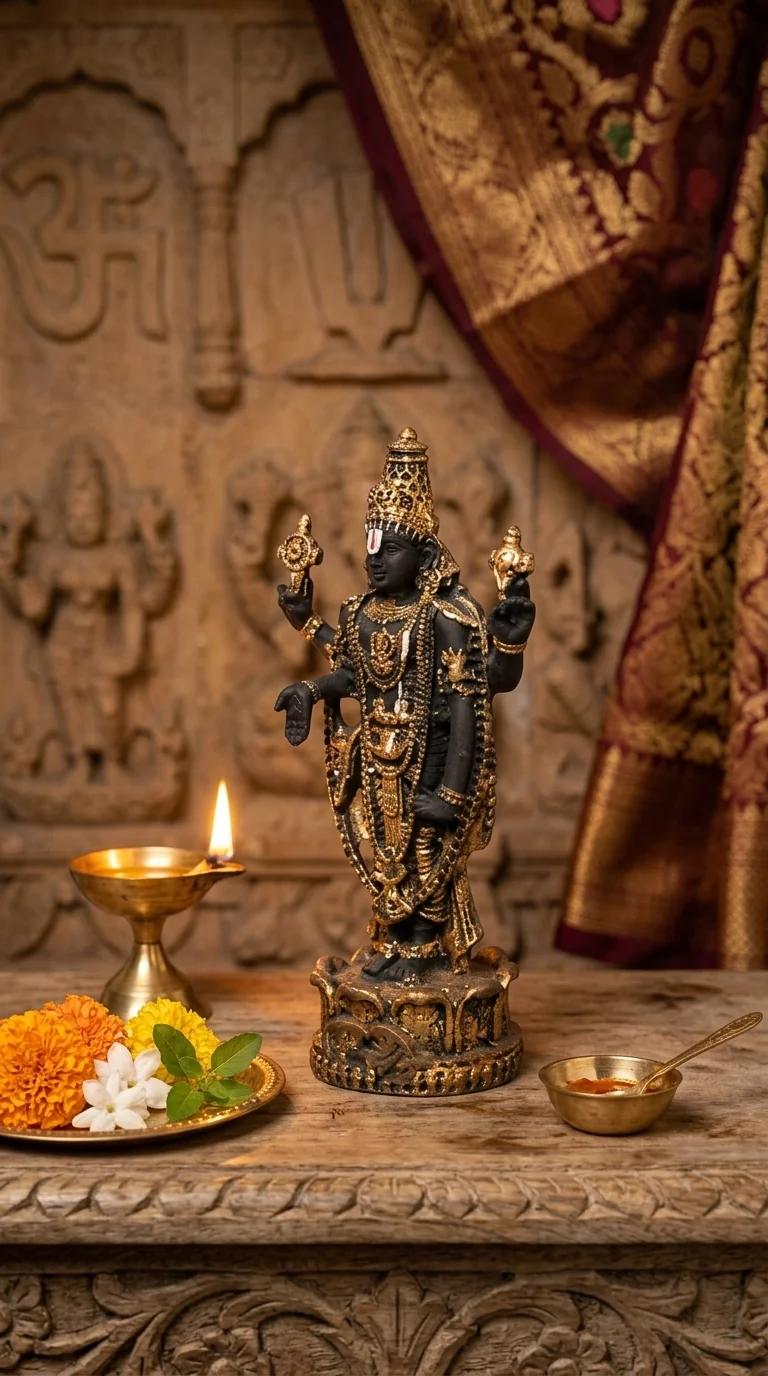 Value Gifts Gold Plated Lord Balaji Idol for Pooja Room Temple and Gifting