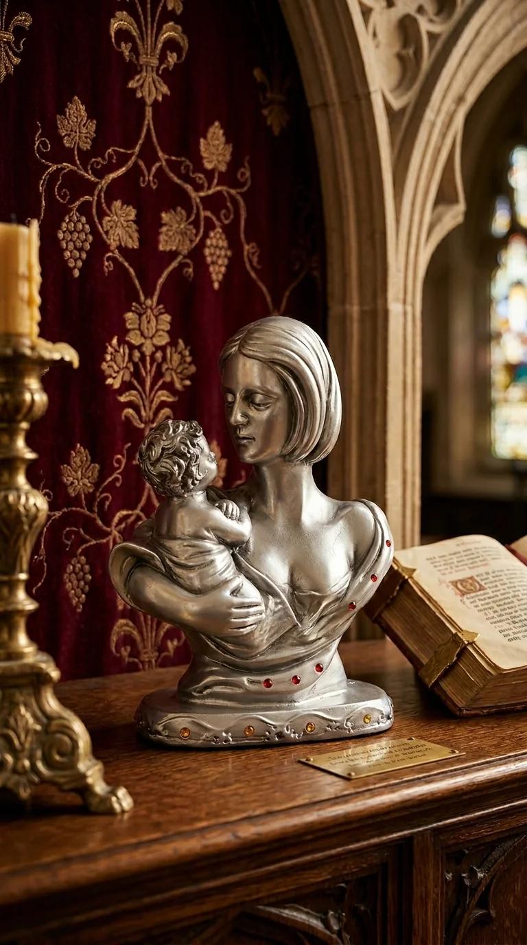 Value Gifts Elegant Silver Mother and Child Showpiece Small Size for Home and Gift