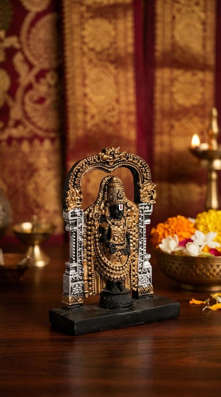 MH Decors Elegant Balaji Idol with Arch Showpiece for Home and Dashboard Decor