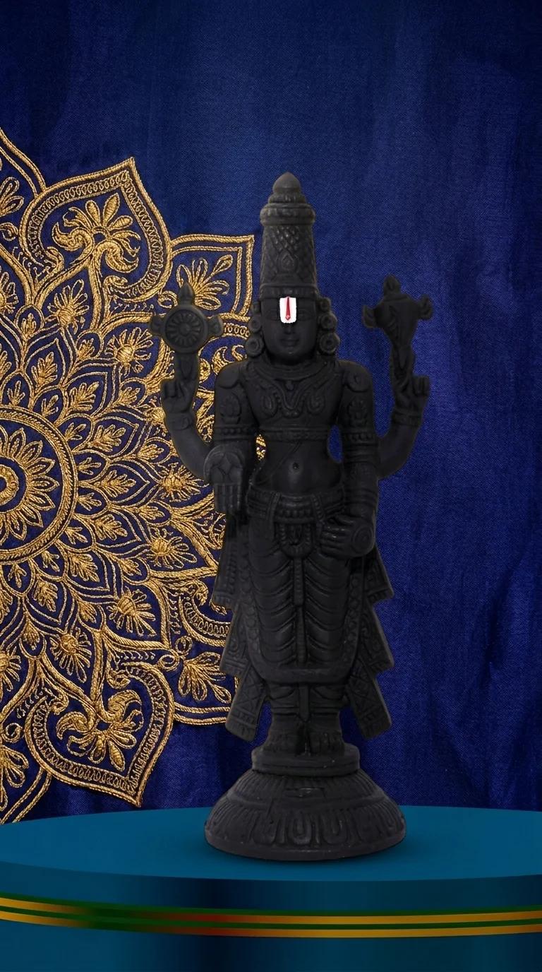 MH Decors Elegant Black Polished Venkateswara Idol Showpiece for Home and Car Decor