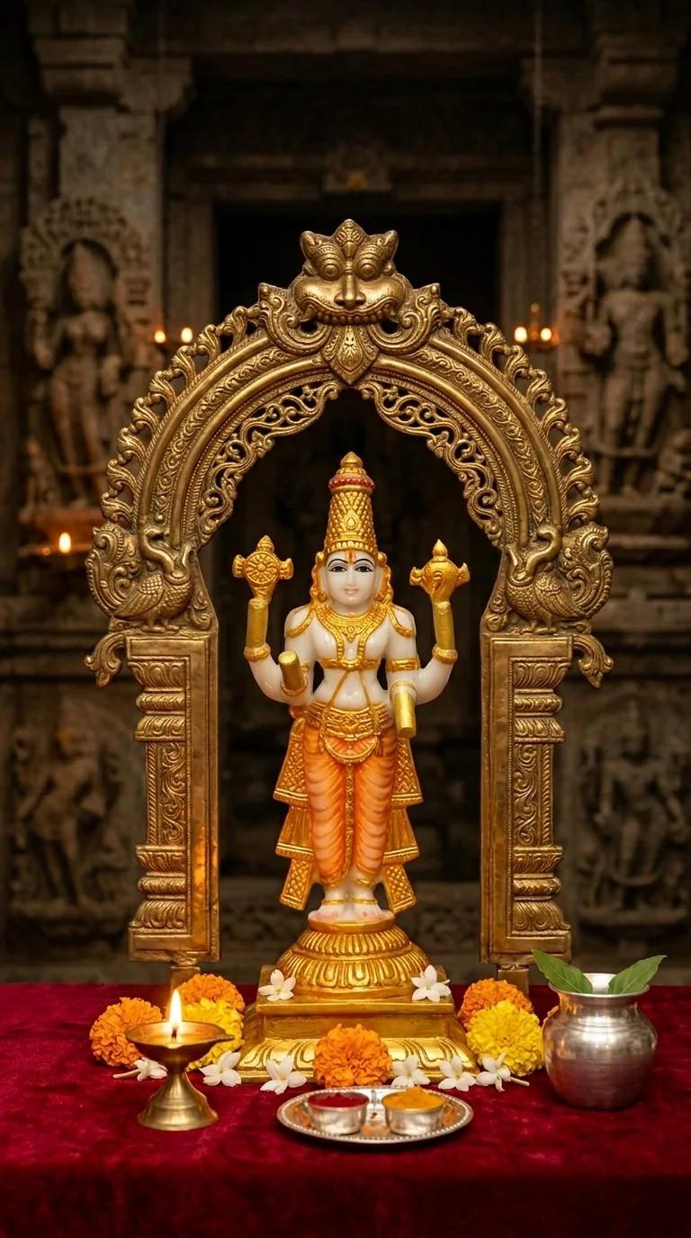 MH Decors Elegant Gold Venkateswara Idol Showpiece for Pooja Room and Home Decor