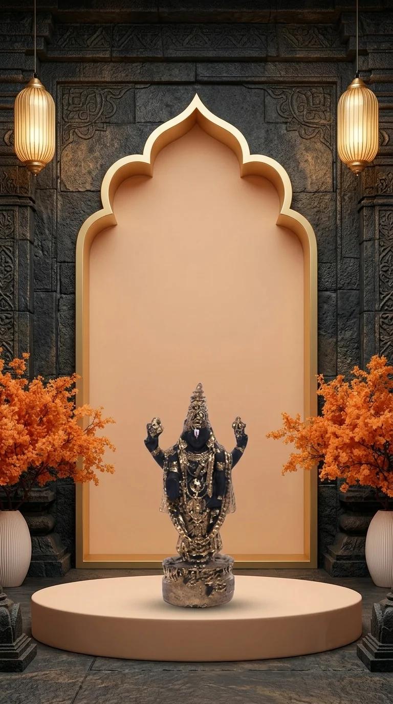 MH Decors Elegant Gold Coated Tirupati Balaji Showpiece for Home and Temple Decor