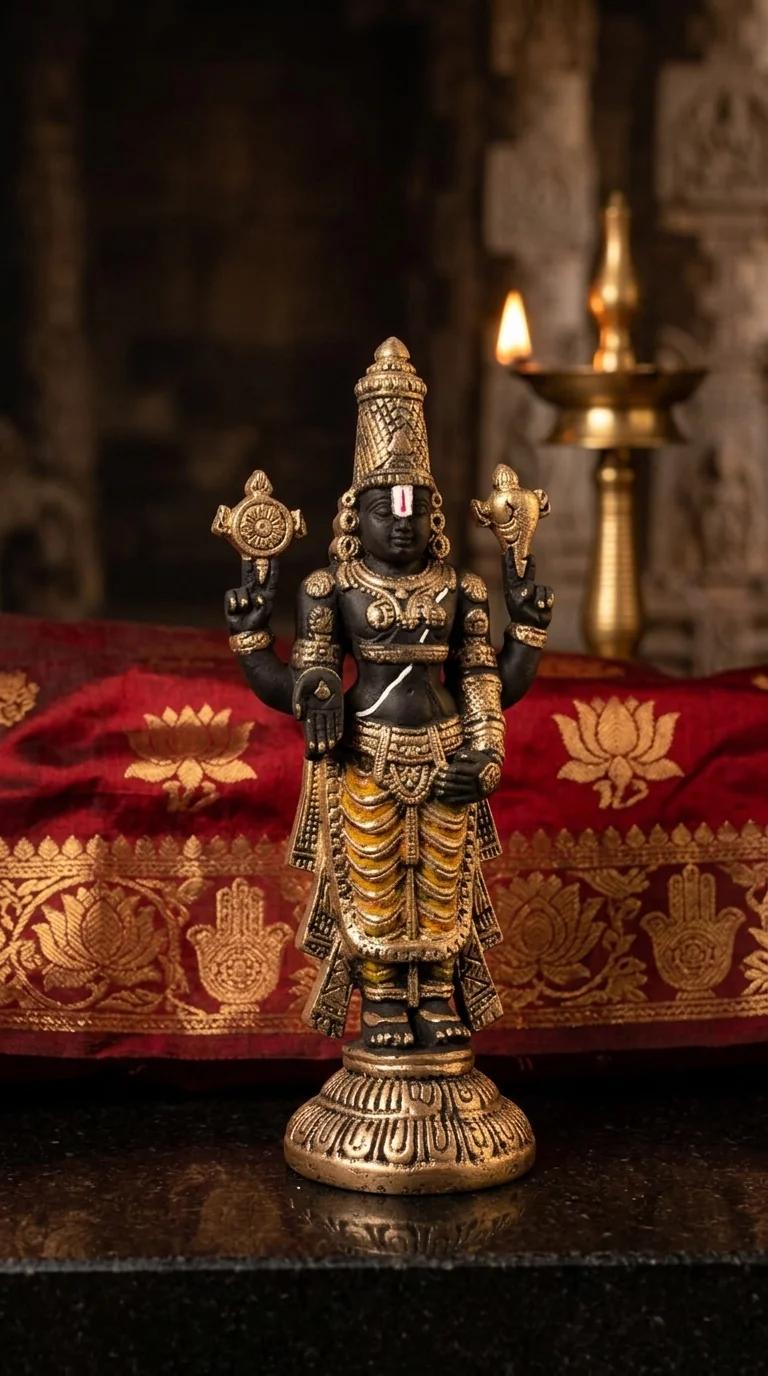MH Decors Elegant Srinivasa Perumal Murti Showpiece for Home, Office, and Pooja Room