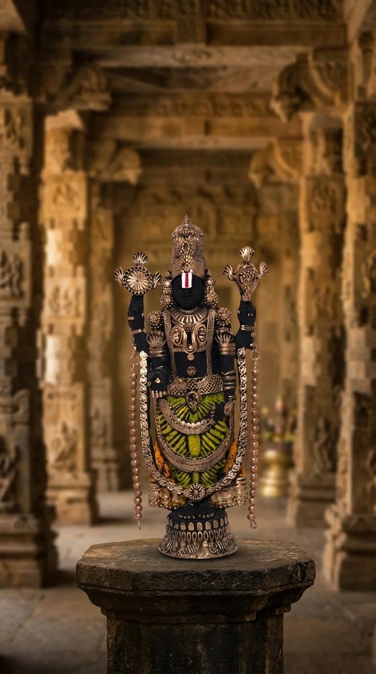 MH Decors Elegant Gold Lord Venkateswara Idol for Home, Pooja Room, and Car Dashboard