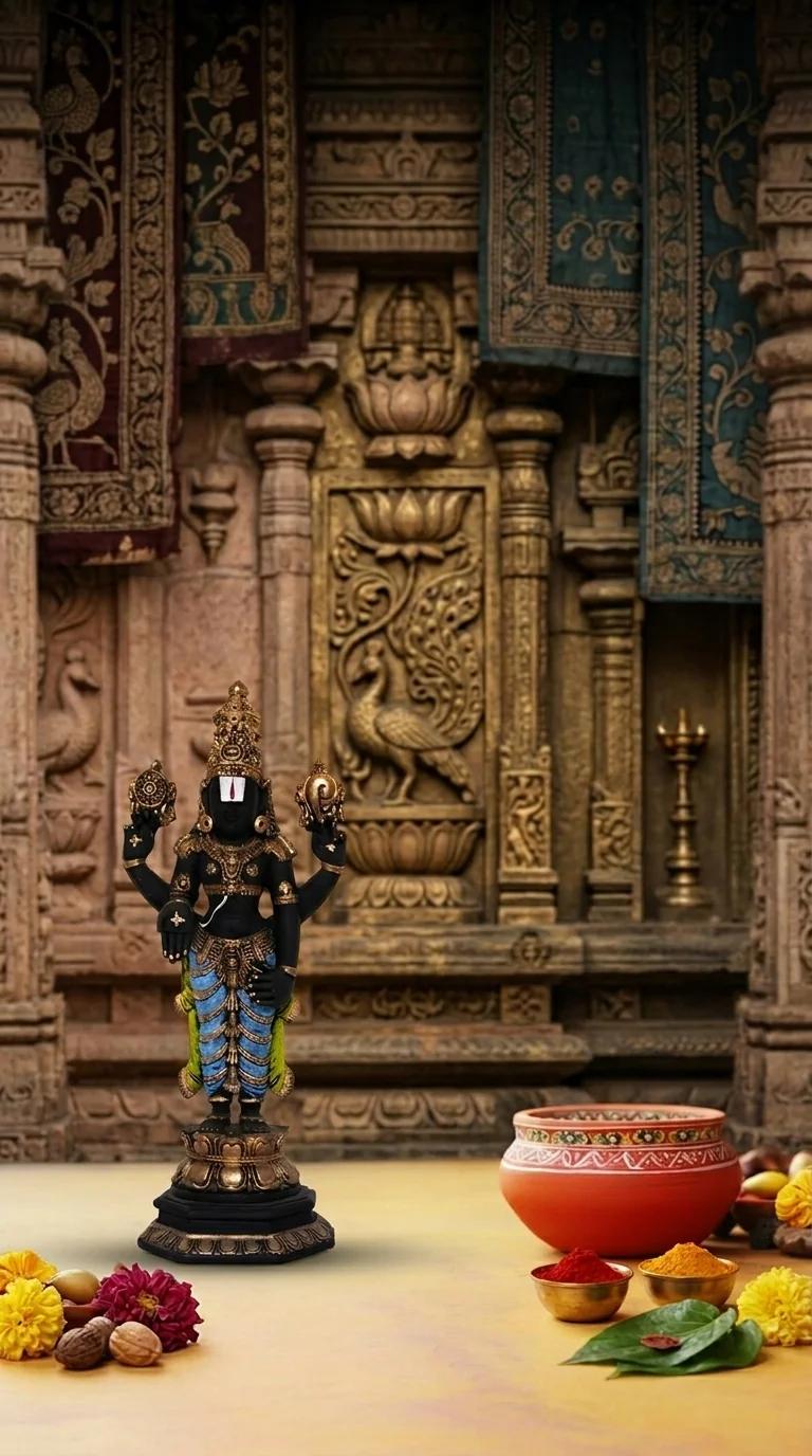 MH Decors Elegant Black Finish Lord Venkateswara Swamy Figurine for Home and Office