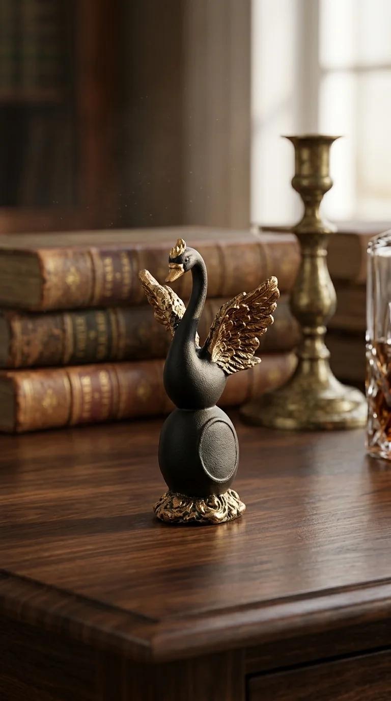 MH Decors Elegant Swan Heart Figurine Pair for Home and Office Decoration