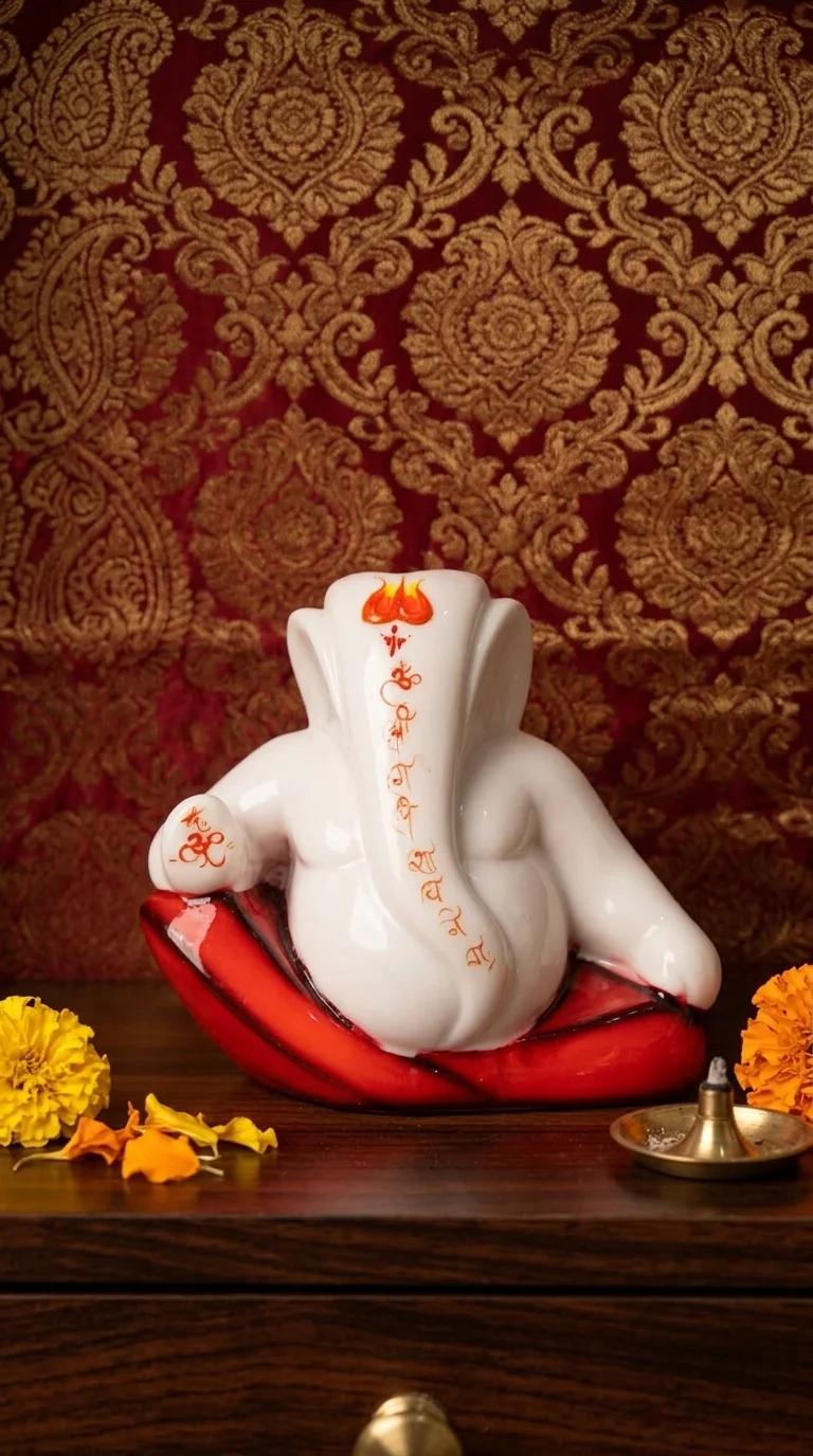 MH Decors Premium Lord Ganesha Synthetic Marble Small Size Idol for Home and Office