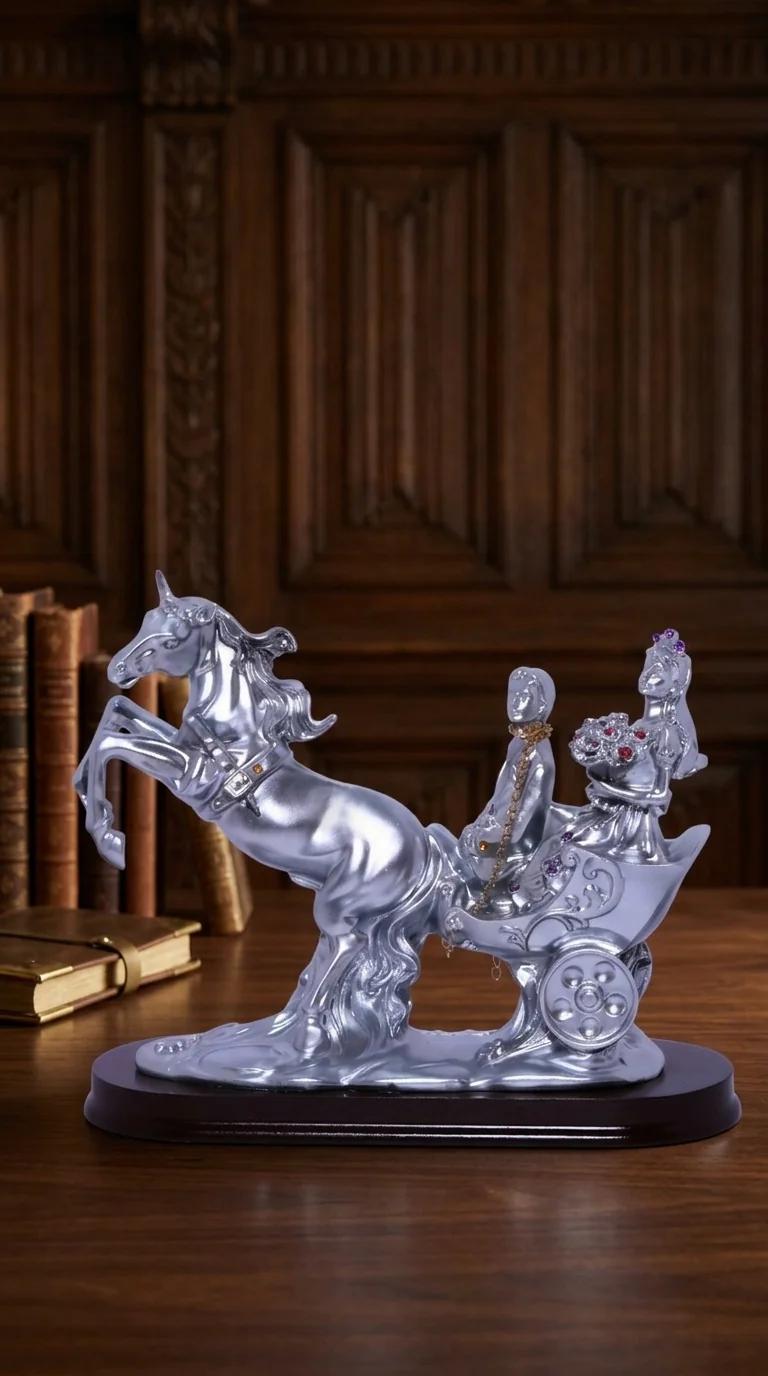 MH Decors Elegant Love Couple on Chetak Horse Figurine for Tabletop and Home Decoration