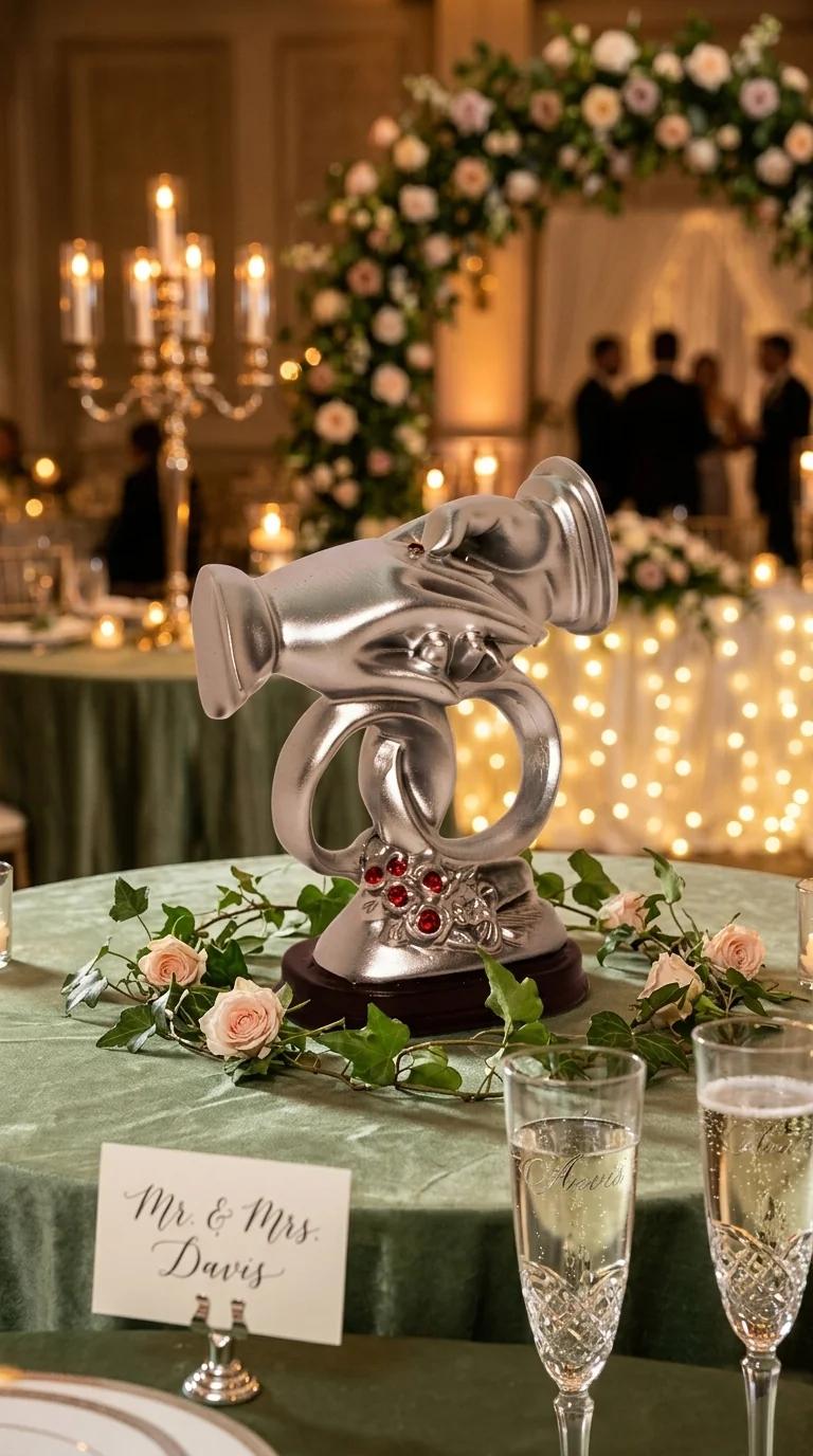 MH Decors Elegant Small Wedding Hand Holding Ring Figurine for Valentine Gift and Home Decoration