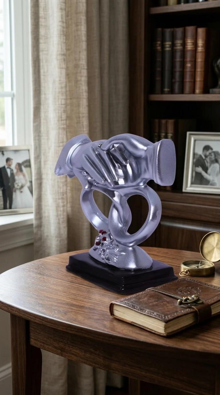 MH Decors Elegant Medium Size Wedding Hand Holding Ring Statue for Valentine Gift and Home Decoration