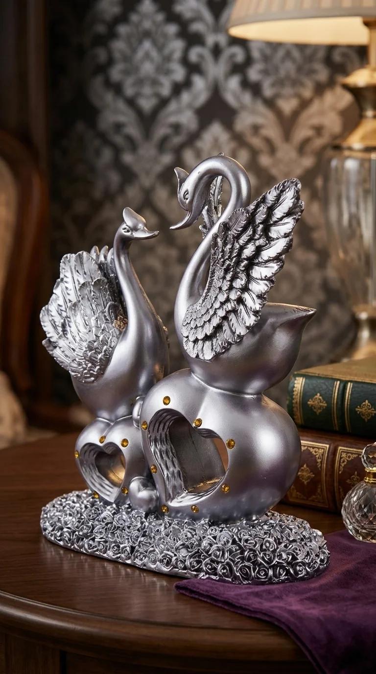 MH Decors Premium Swan Figurine for Home, Living Room, and Decorative Display