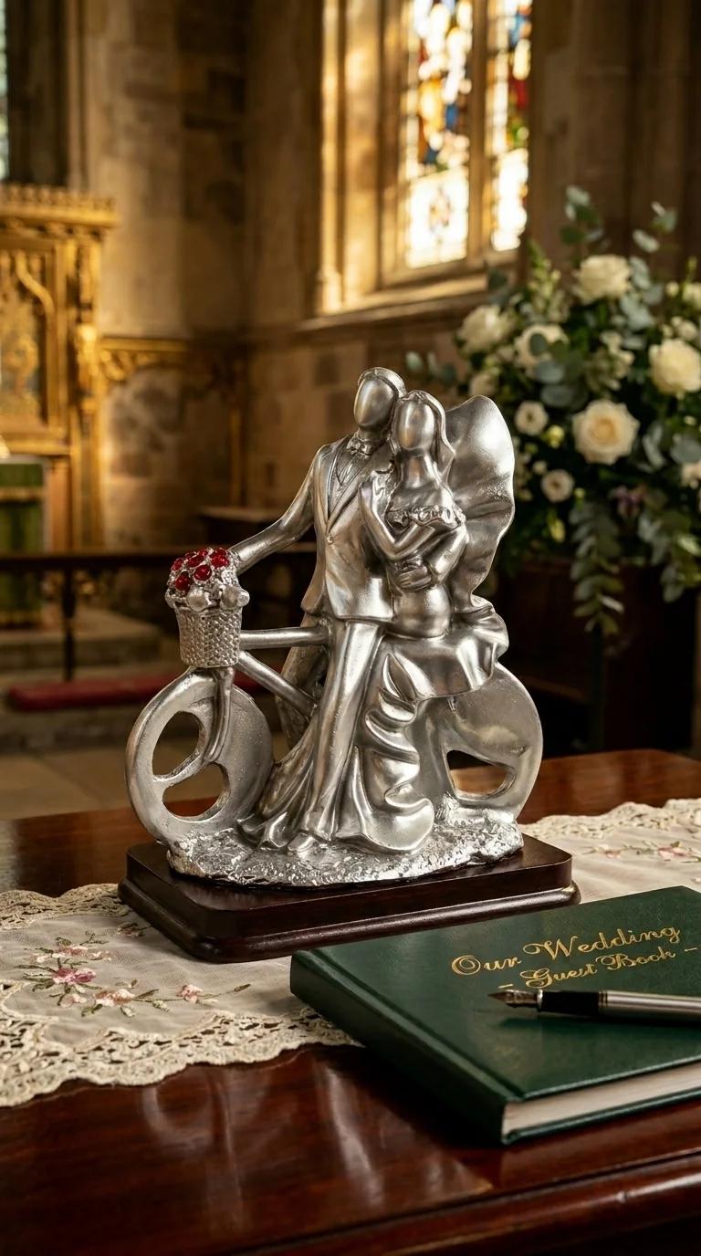 MH Decors Elegant Silver Love Couple Figurine for Tabletop, Office, and Home Decor